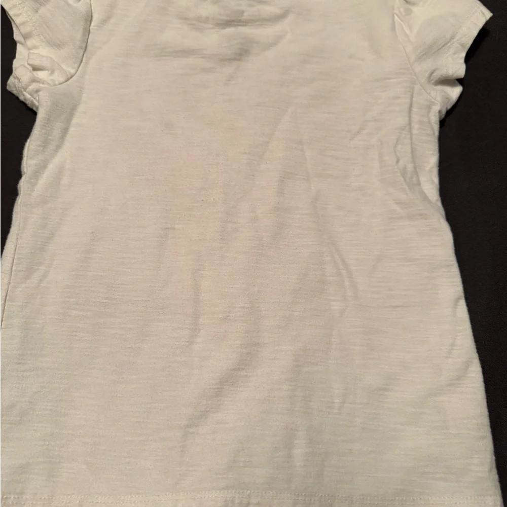 EUC Little Girls Sonoma White Tee with Blue Sequin Birds and Pink Flowers size 5 - Picture 5 of 5